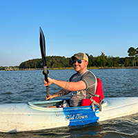 Ethan Smith in a kayak