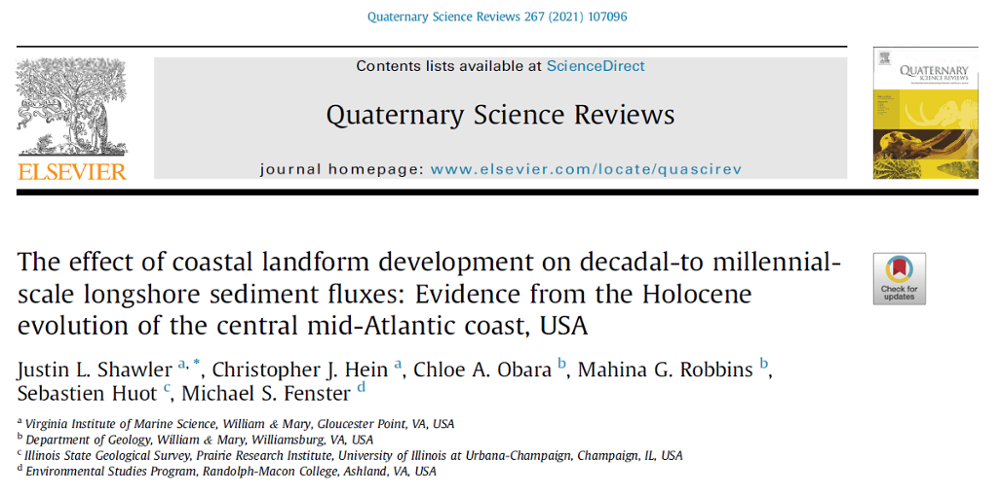 Screenshot of header from Shawler, et al., 2021 paper in Quaternary Science Reviews journal