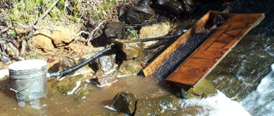 An Irish eel ramp set up at a sampling site.